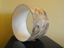 Load image into Gallery viewer, Textured Stone Effect Drum Lampshade. Neutral/Natural Earthtones. Pendant or Table Lamp.