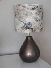 Load image into Gallery viewer, Textured Stone Effect Drum Lampshade. Neutral/Natural Earthtones. Pendant or Table Lamp.