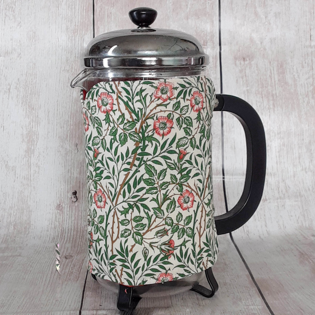 Cafetiere/French Press Cosy in Wm Morris Sweet Briar.