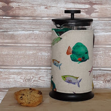 Load image into Gallery viewer, Tropical Fish Print Wrap Around Cafetiere or French Press Cosy.
